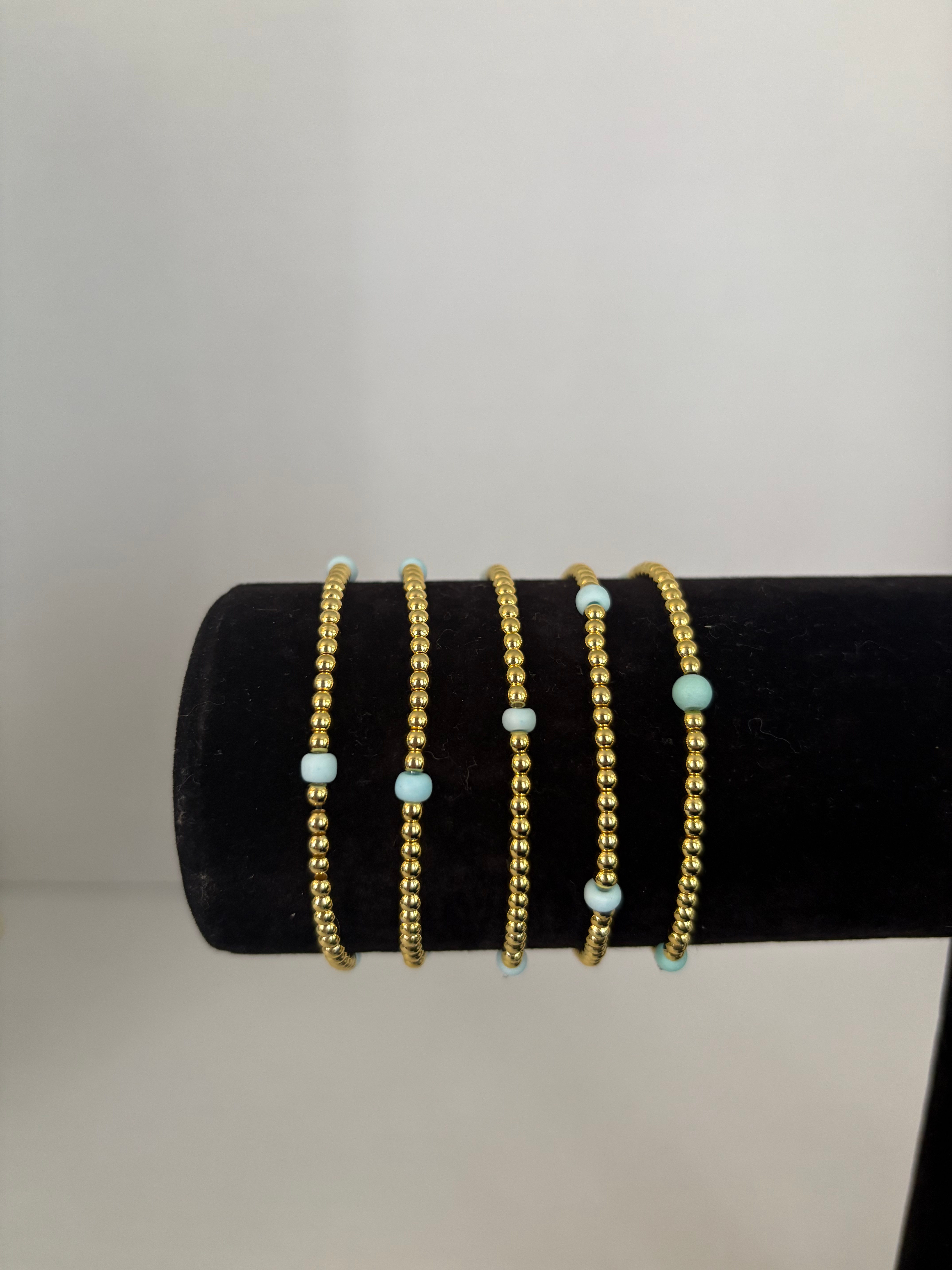 Sofia Waterproof Gold Beaded Bracelet 