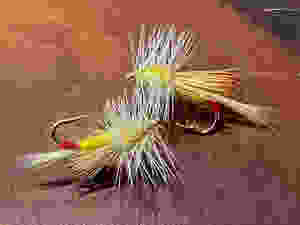 A size 14 yellow sally pattern with an elk hair wing