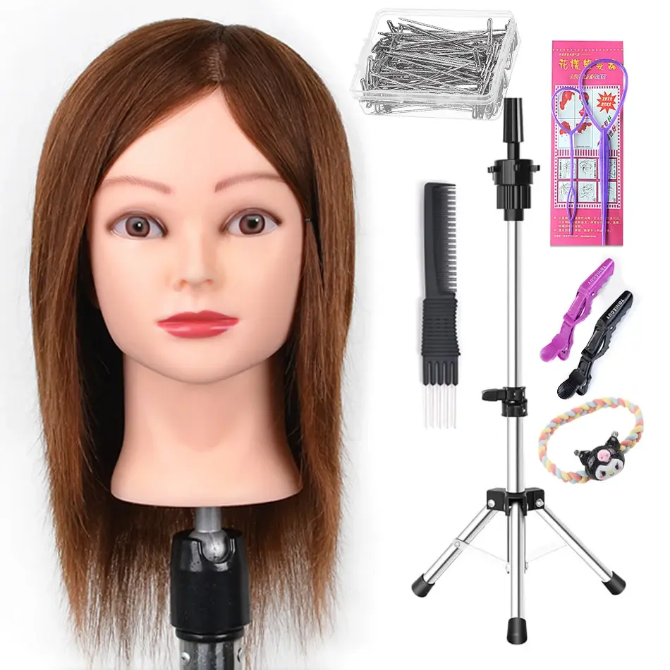 Thumbnail: Mannequin Head With Hair 100% Real Human Hair 10-18'' Cosmetology Mannequin Head