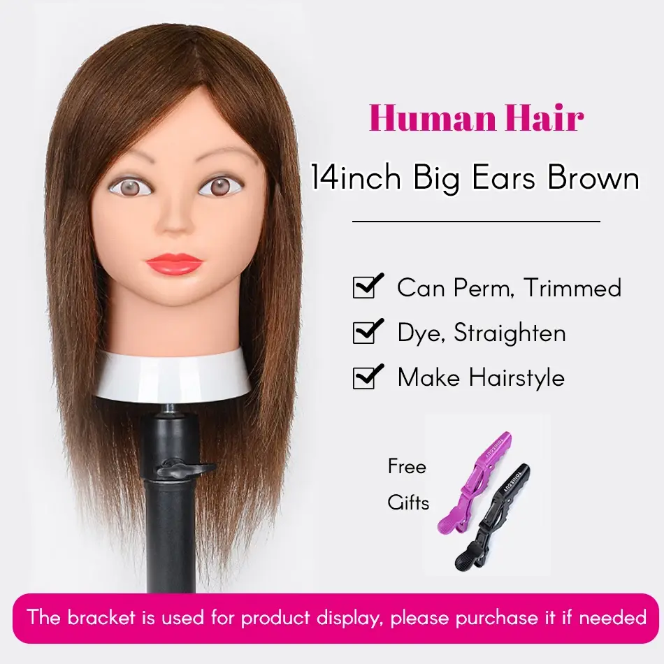 Thumbnail: Mannequin Head With Hair 100% Real Human Hair 10-18'' Cosmetology Mannequin Head
