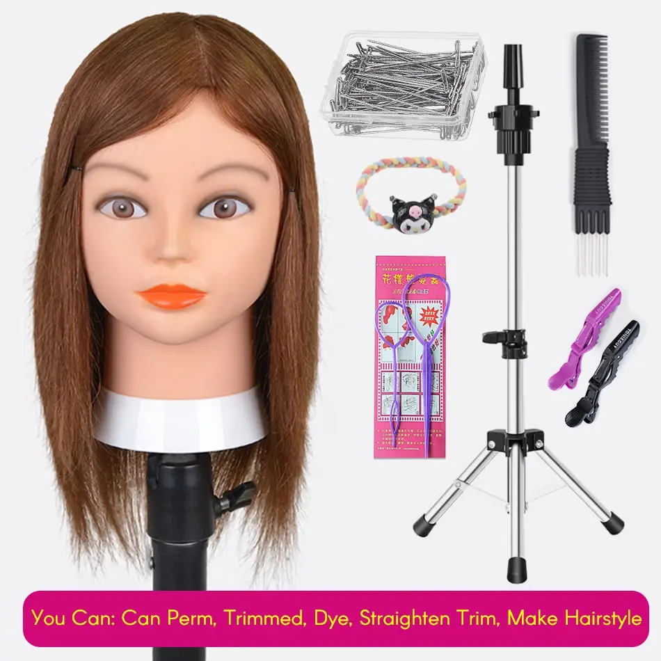 Thumbnail: Mannequin Head With Hair 100% Real Human Hair 10-18'' Cosmetology Mannequin Head