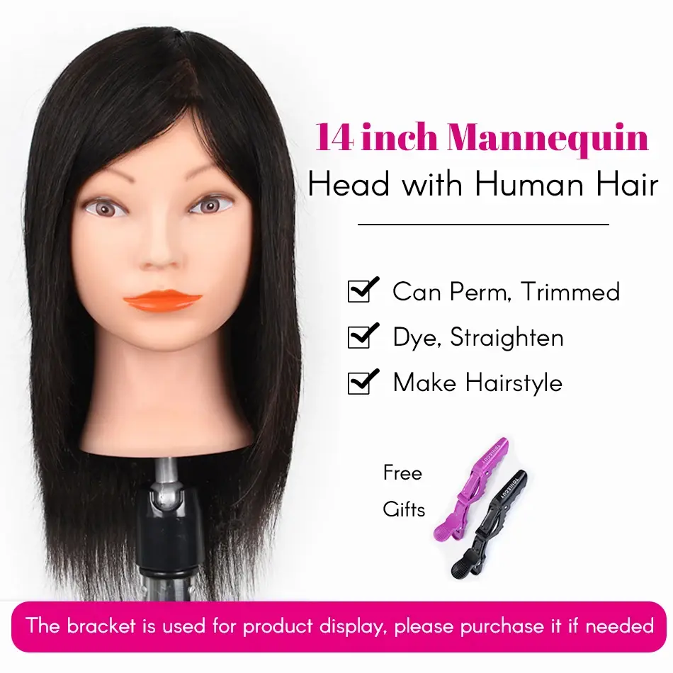 Thumbnail: Mannequin Head With Hair 100% Real Human Hair 10-18'' Cosmetology Mannequin Head