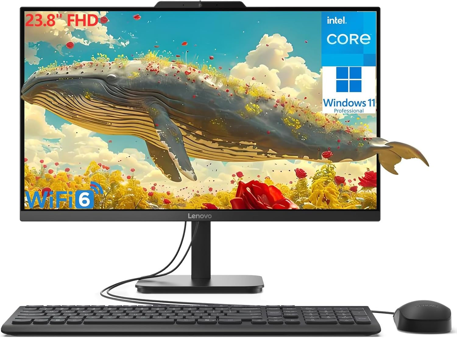 Lenovo 24 23.8" Fhd All-in-One Desktop Computer for Home Office, Intel 4-Core P