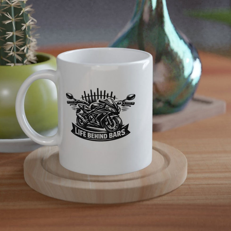 Narrowboat and Motorcycle mugs