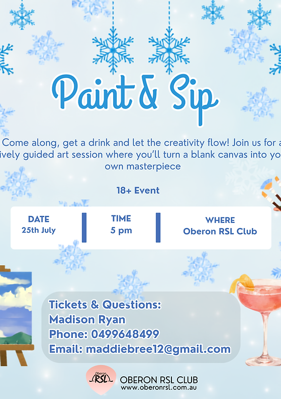 Paint and Sip at Oberon RSL Club