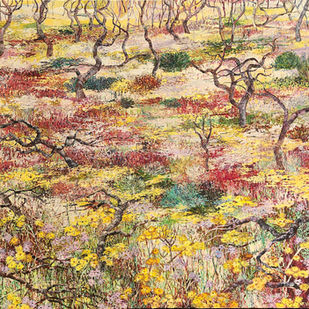 Nat Ward landscape artistAustralian High Country with Wild Flowers #1 93cm x 103cm oil and wax on card SOLD