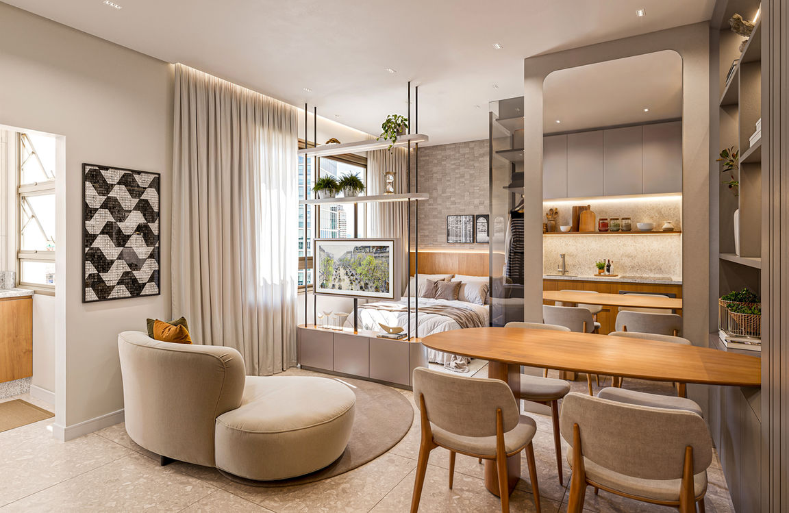 Apartamento de 33m² do Firenze 342 — condomínio retrofit no centro de São Paulo