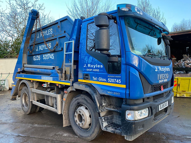The Front Of A J Royles Skip Hire Truck
