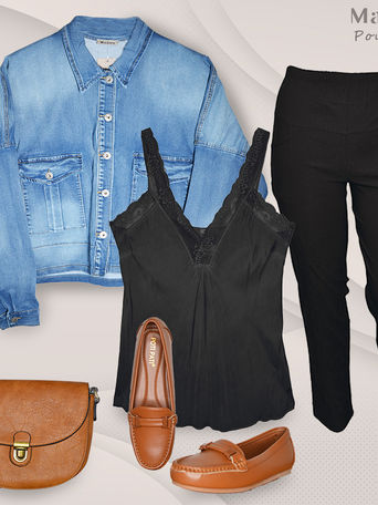 Élégante avec une veste en jean