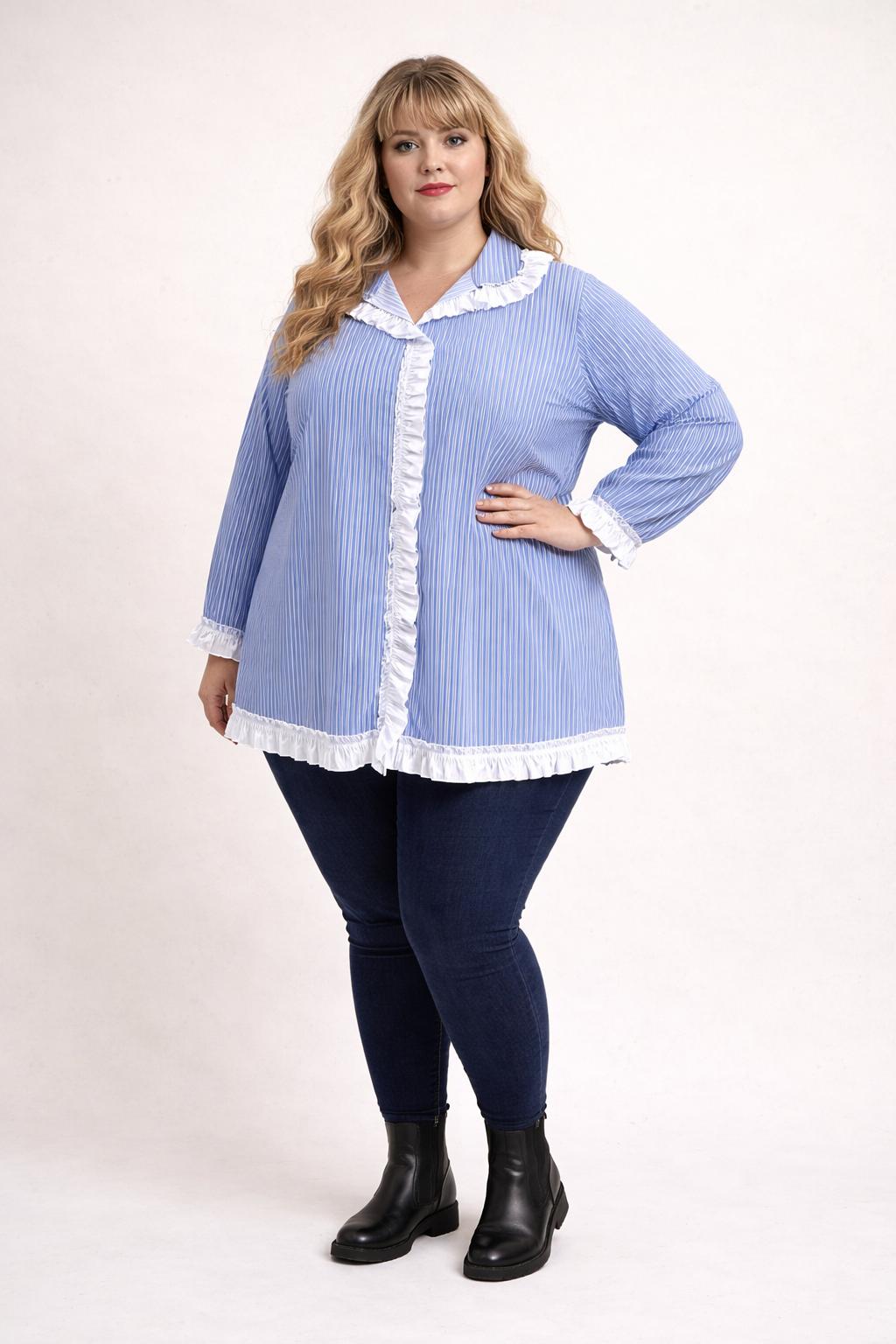 Chemise rayée à froufrous