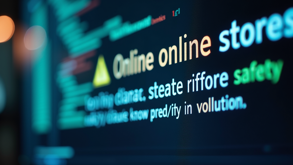 Close-up view of a computer screen displaying a warning message about online safety