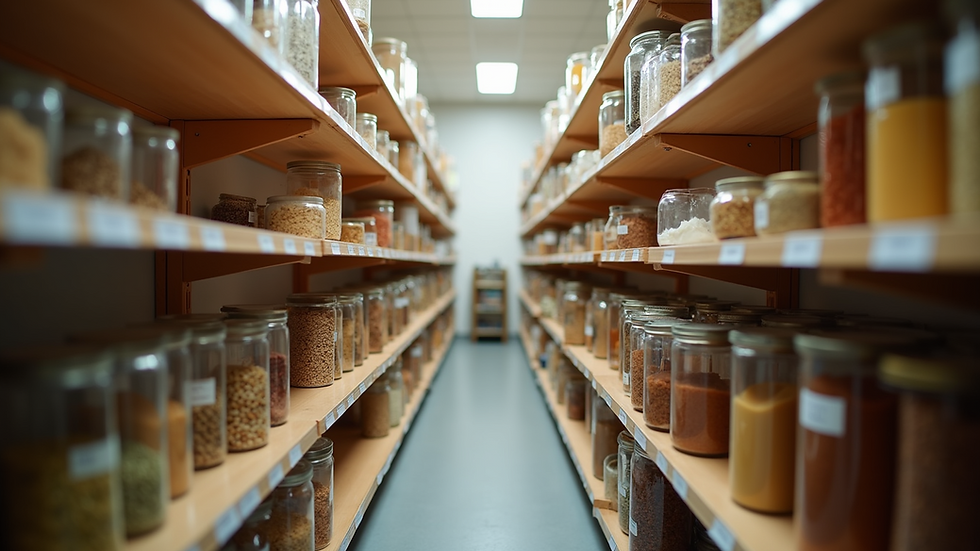 Eye-level view of empty pantry shelves ready for organizing