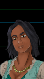 Hanali, a dark haired woman in Indonesian-style clothing.