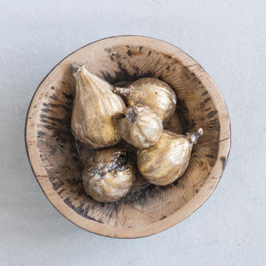 Wood bowl with gold figs