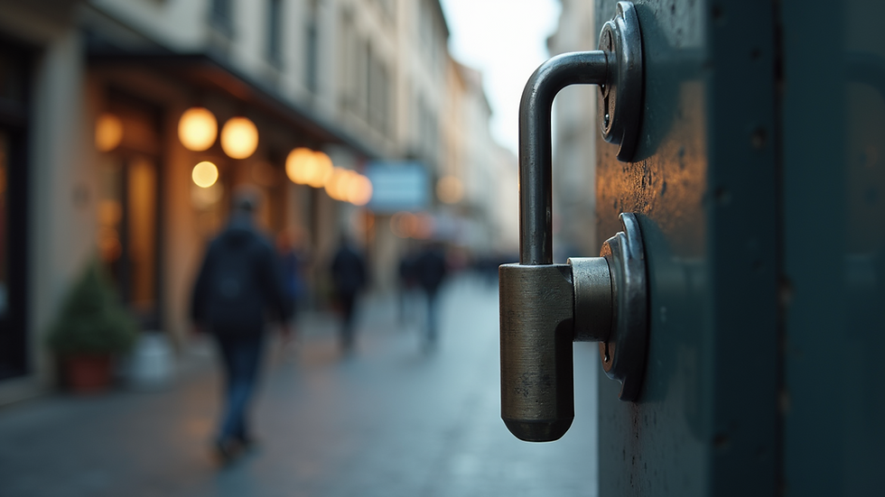 Eye-level view of high-security euro cylinder lock with protective features