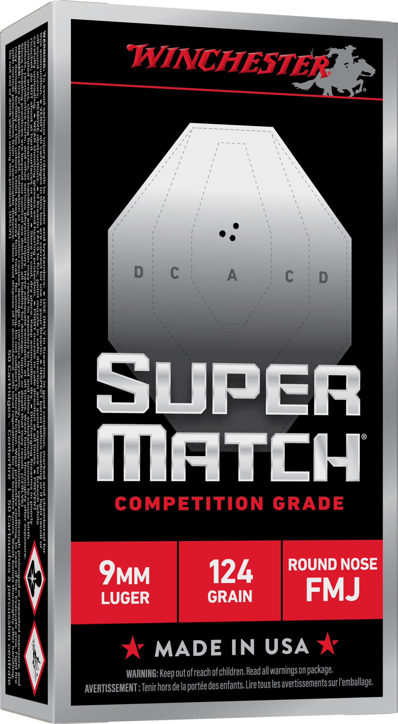 WIN 9MM 124GR MATCH FMJ RN 50 10BX/CS 200CS/PL