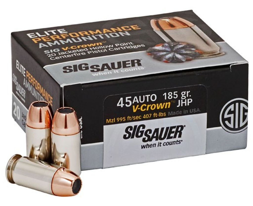 SIG 45AP 185GR V-CROWN 20RD 10BX/CS