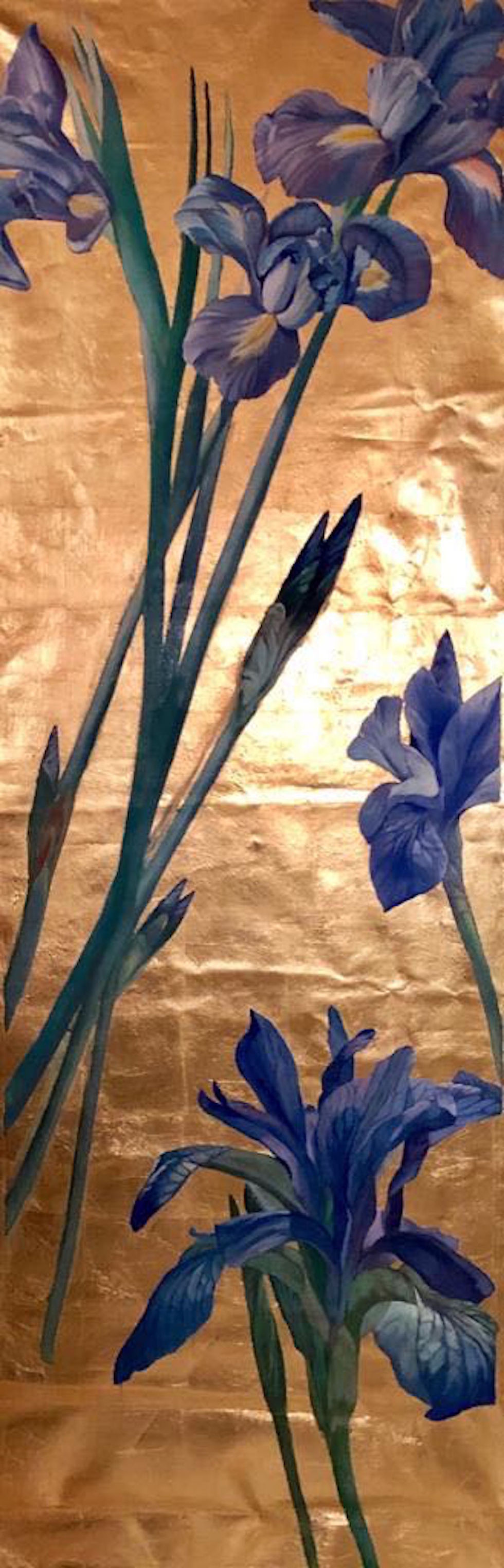 Blue Iris Golden Painting - 70 x 200 cm. / 27.5 x 78.75 in.