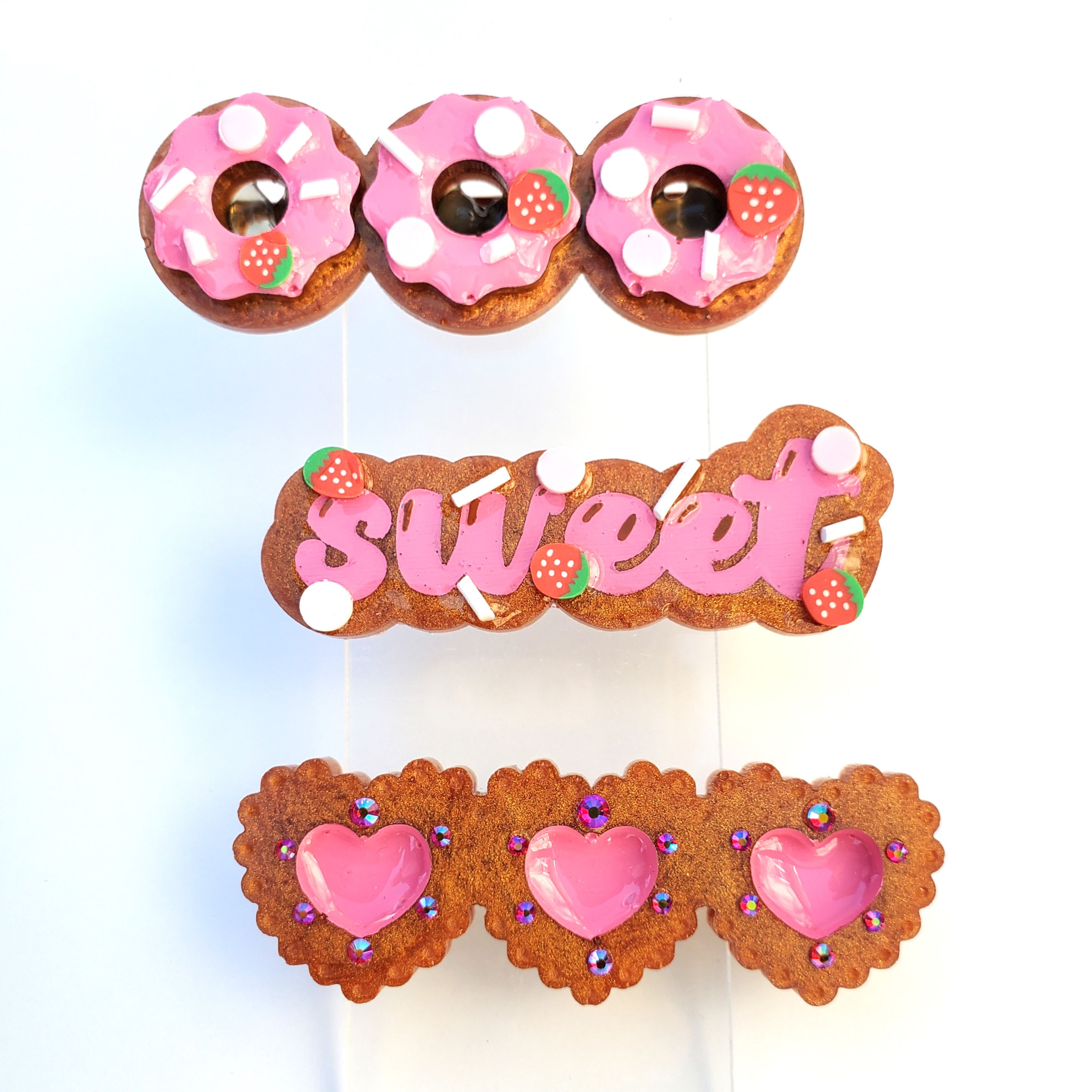 Sweet Treats Hair-clips brown & pink