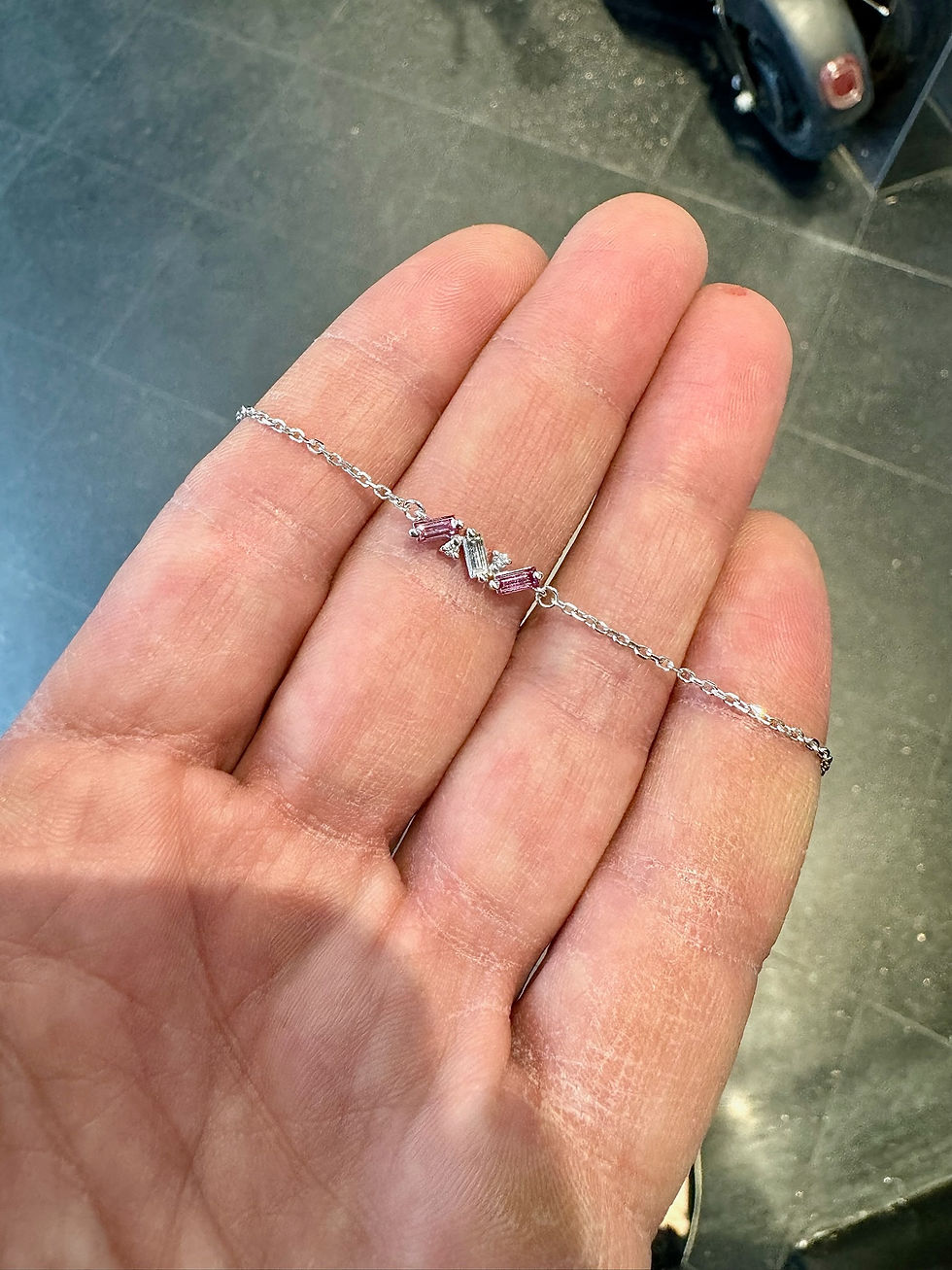 Thumbnail: Pink & White Lab Diamond Integrated Bracelet