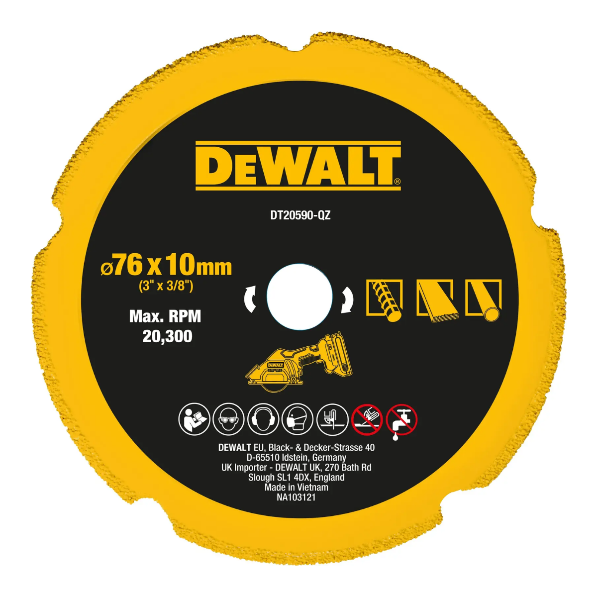 Disque diamant 76 mm pour découpeuse compacte DeWalt