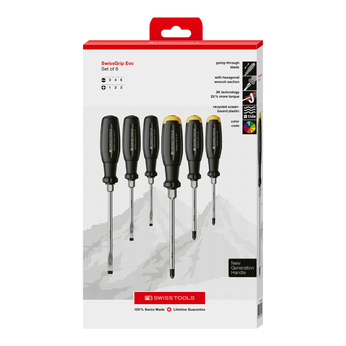 Jeu de 6 tournevis lame traversante PB Swiss Tools PB 38249.D CBB
