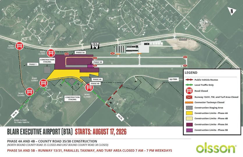 Construction at Blair Executive Airport