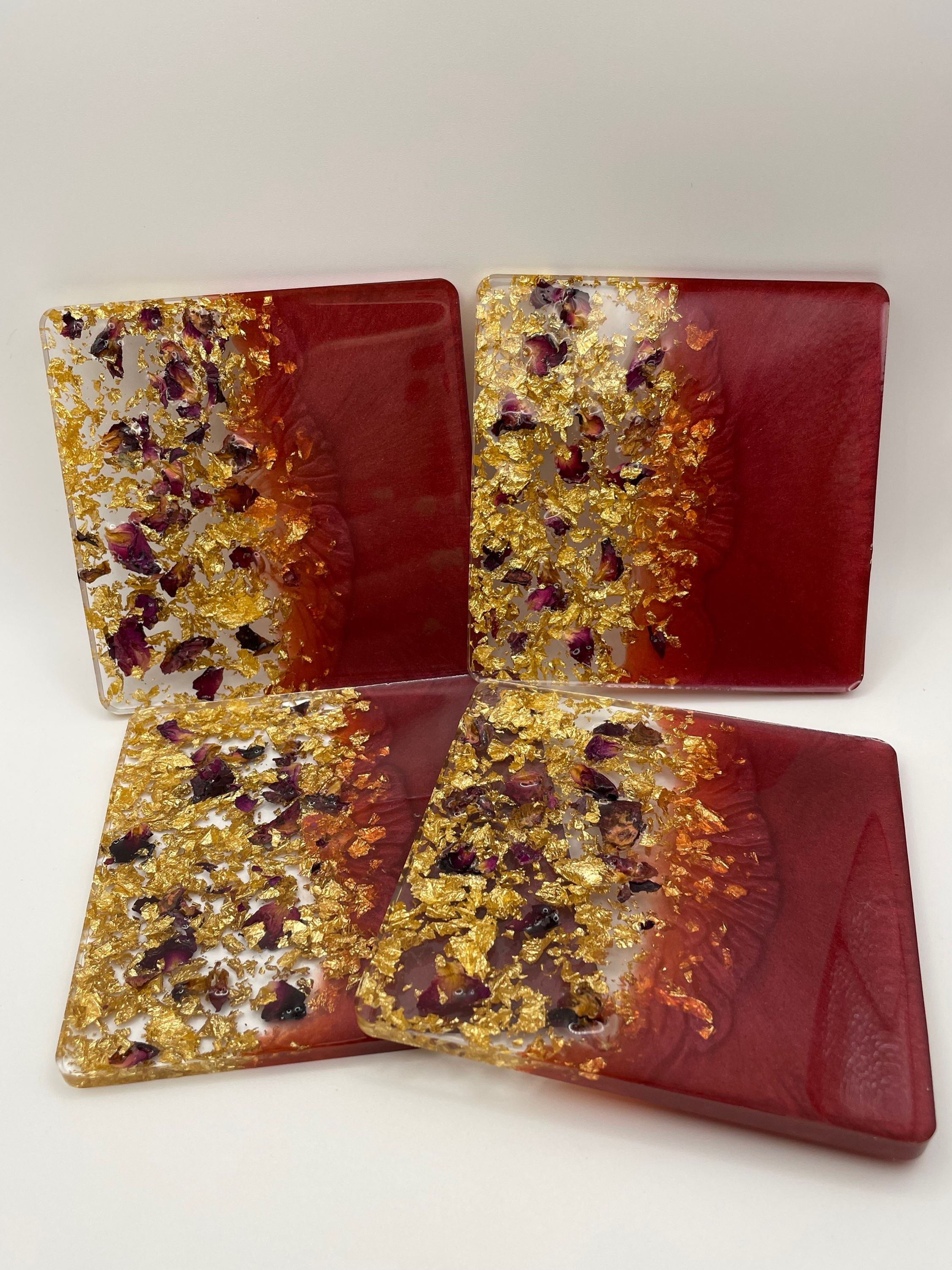 Red Wine Floral Coaster Set