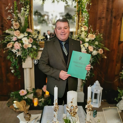 Handfasting ceremony at wedding officiated over by Wedding Celebrant, Pat Dunne, Dublin, Ireland