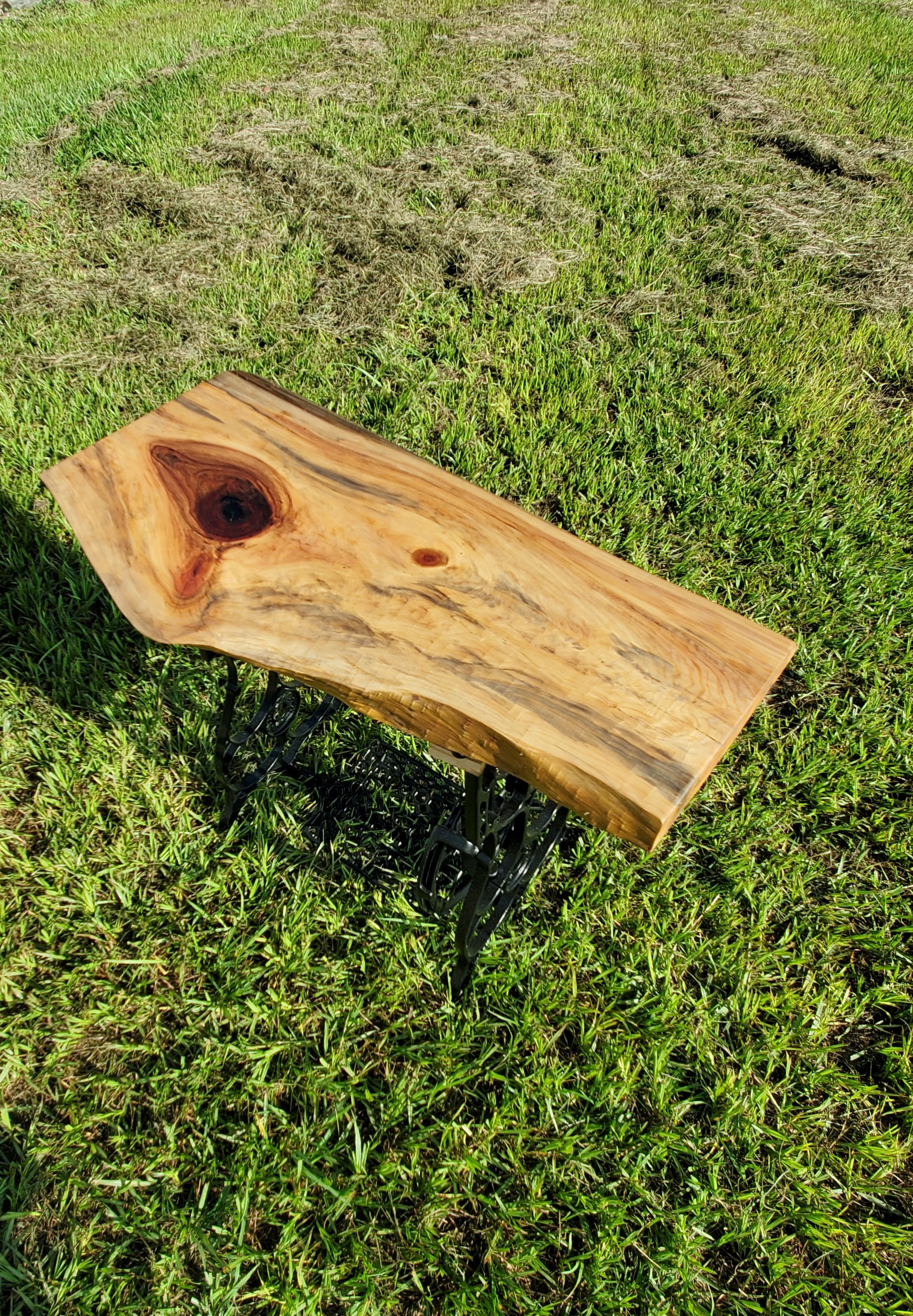 Cypress  and treadle base table 