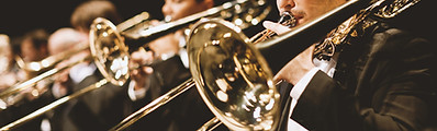 Trumpet players in orchestra