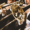 Trumpet players in orchestra