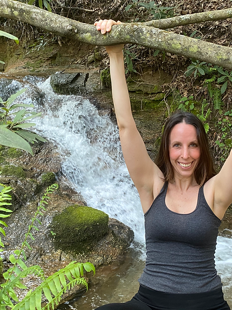 hanging from a tree branch to support full body mobility and shoulder movement