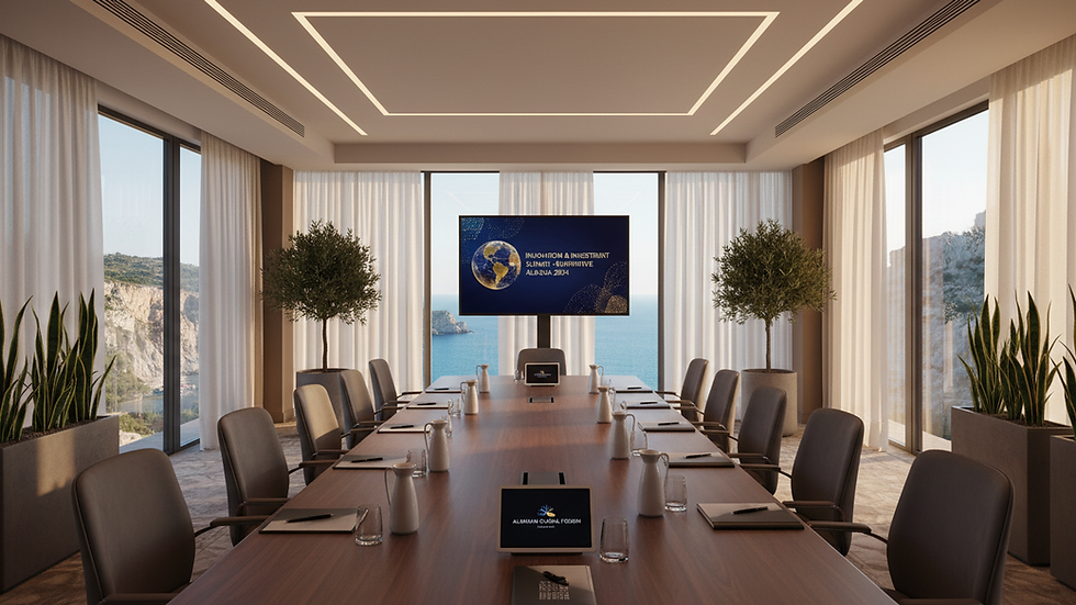 Eye-level view of a modern conference room set up for a corporate event