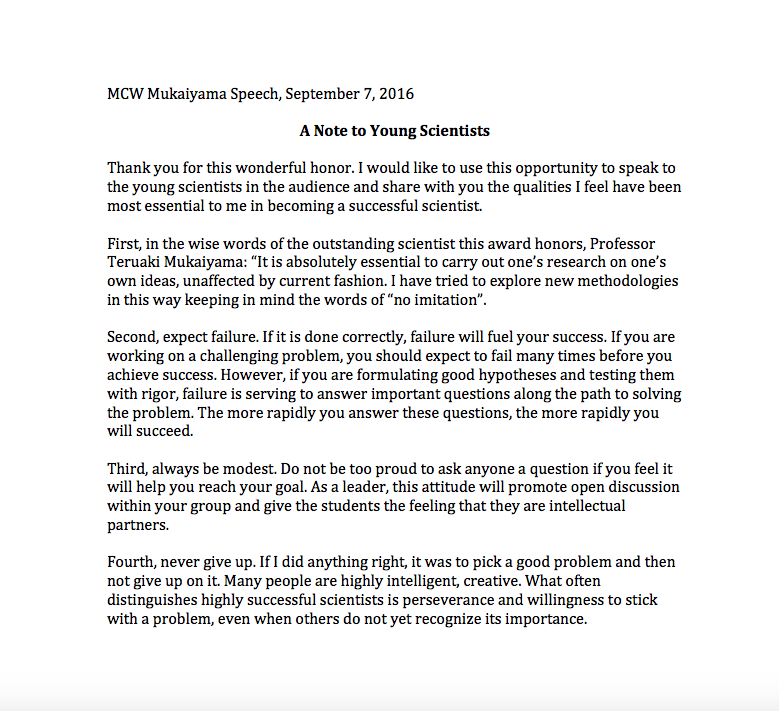 Note to Young Scientists