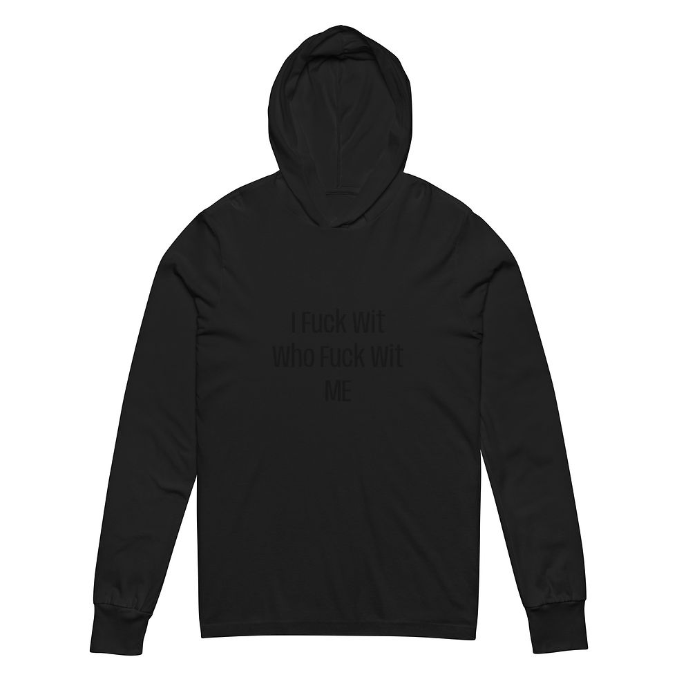 Black hoodie with the text: