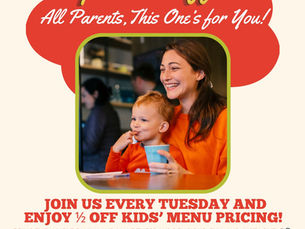 Bring the kids and enjoy ½ off the kids’ menu every Tuesday! 👦👧💛