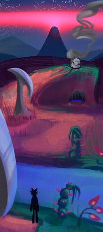 Concept art for the Hookhorn Plains area of Planet X, the main setting of the game Project: HAVEN.