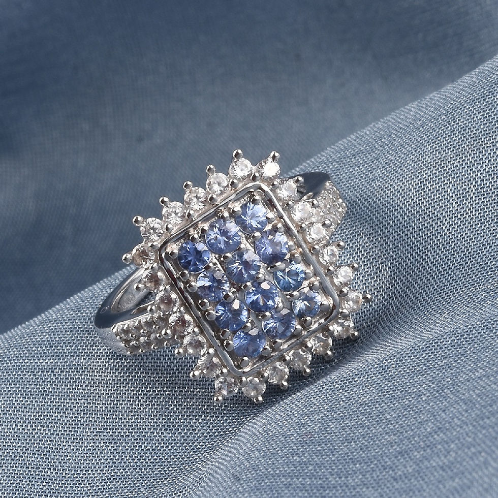 Thumbnail: Blue Ceylon Sapphire & Zircon ring in Platinum over 925 Sterling1.80 cts