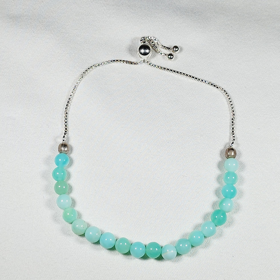 Thumbnail: Minimalist enhanced Blue/Green Opal bolo bracelet for kids/adults adj 13.70ct