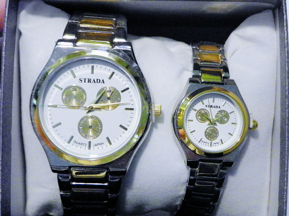 Thumbnail: His & Hers Japanese Mvmt watches in 14K Yellow Gold & Stainless Steel