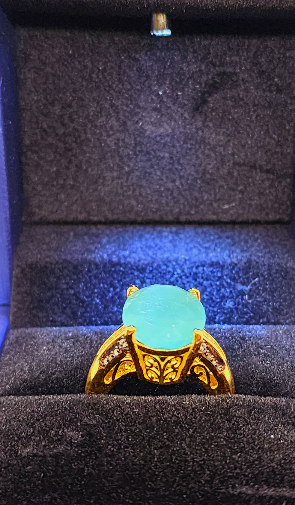 Thumbnail: Premium Grandidierite & Natural Champagne & White dia ring 10.10 cts size 7