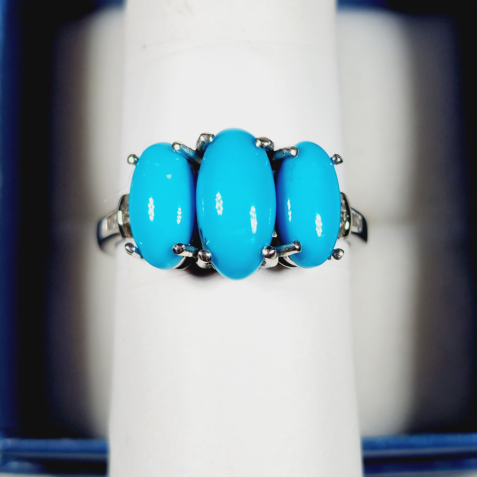 Thumbnail: Natural Arizona Sleeping Beauty Turquoise & Dia ring in Plat/925 SS 4.85ct sz 10