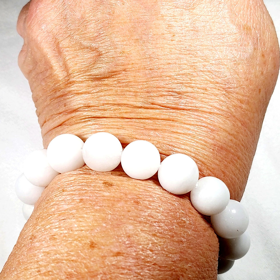 Thumbnail: Natural White Onyx 12mm round beaded stretch bracelet 100 cts
