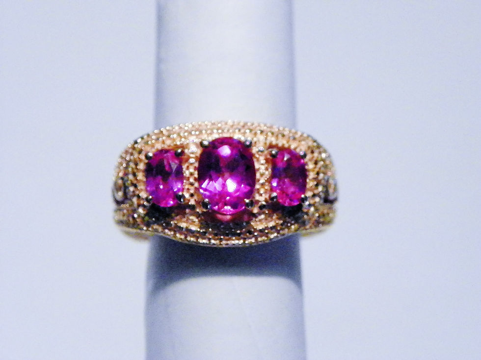 Thumbnail: Lab grown Pink Sapphire in 18K Rose Gold over brass (3 ct) size 7