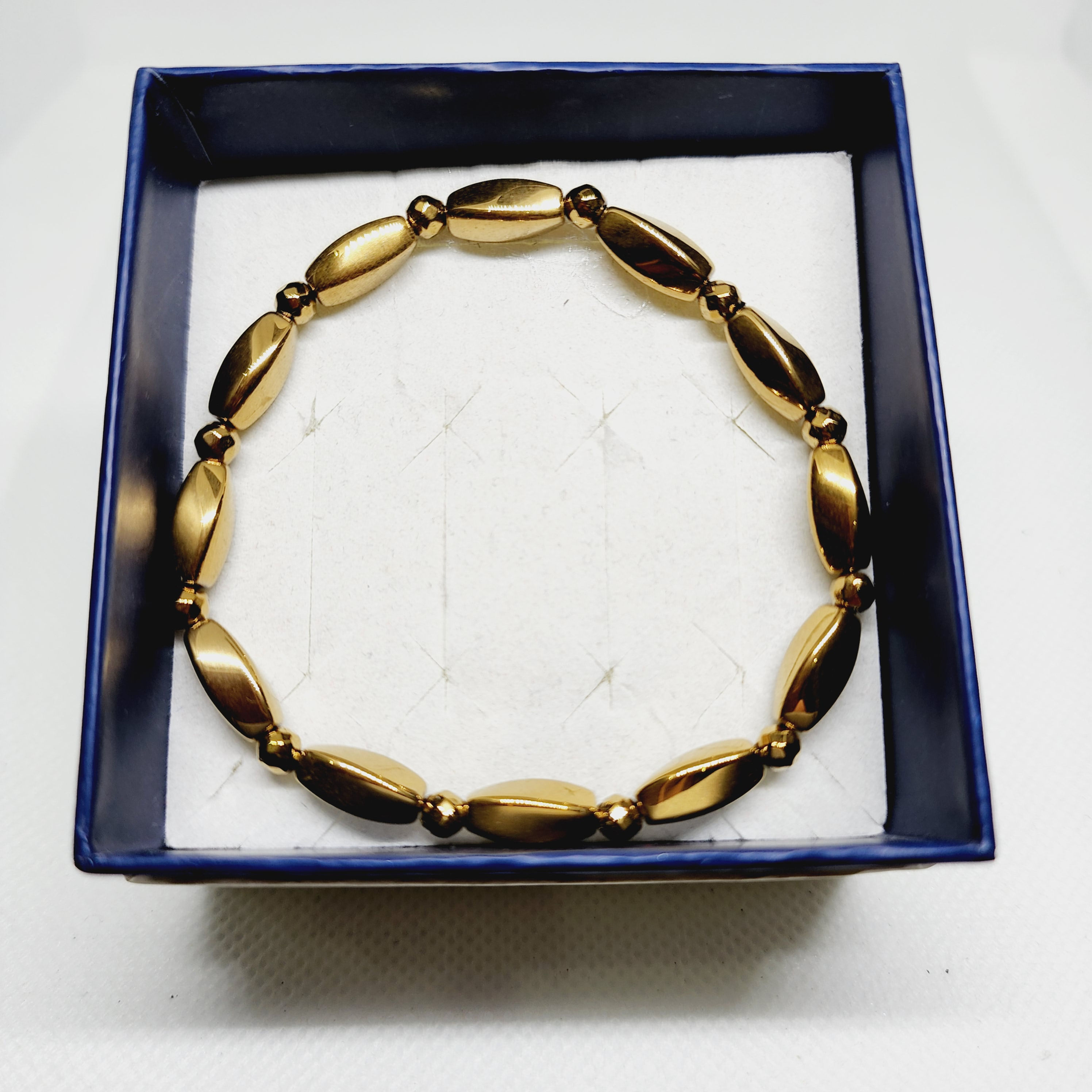 Yellow Gold plated Hematite stretch Bracelet 82.50 cts