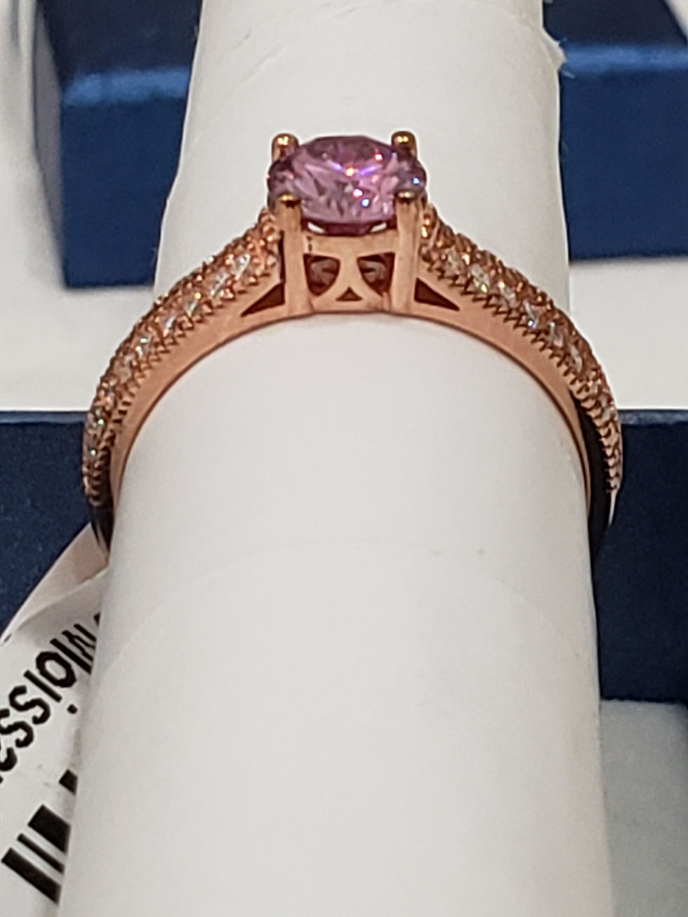 Thumbnail: Pink Moissanite & White Moissanite ring in 14K RG over 925 Sterling 1.25 cts sz9