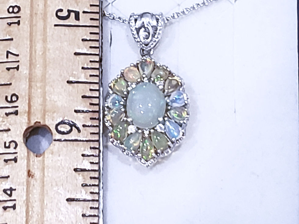 Thumbnail: Welo Opal & White Zircon Necklace in Platinum over 925 sterling Silver 3.50 cts