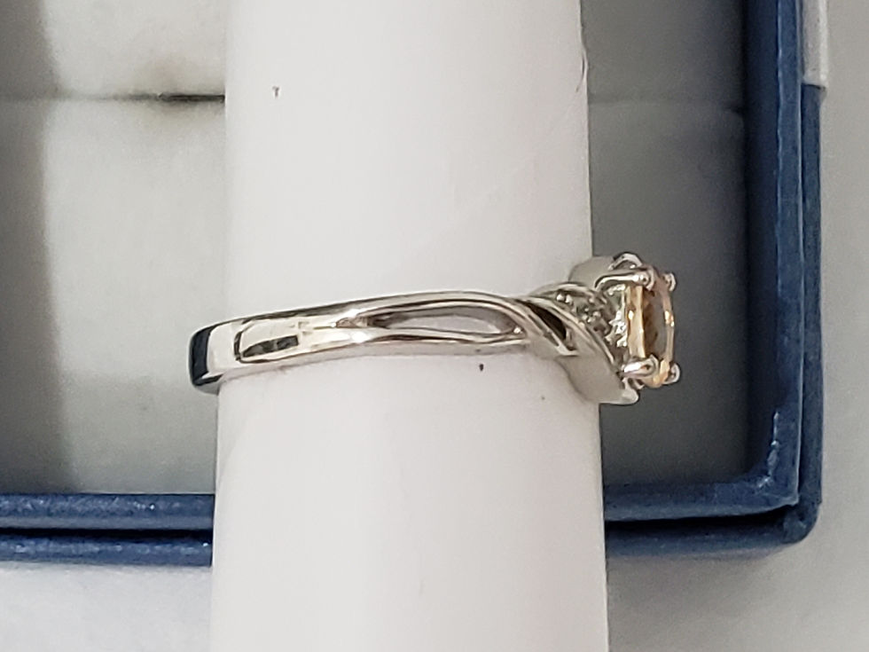 Thumbnail: Natural Ceylon Imperial Garnet & White Zircon ring .63 cts sz 9