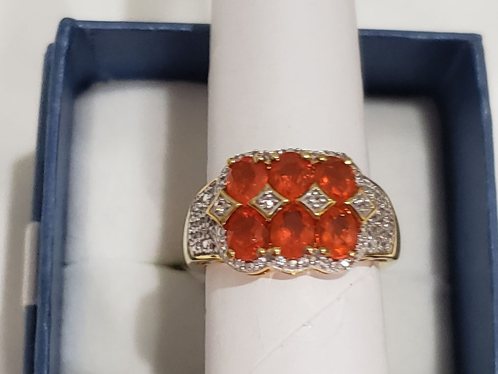 Thumbnail: Jalisco Fire Opal & Zircon ring in 14K YG over 925 SS 1.51 ct sz 7